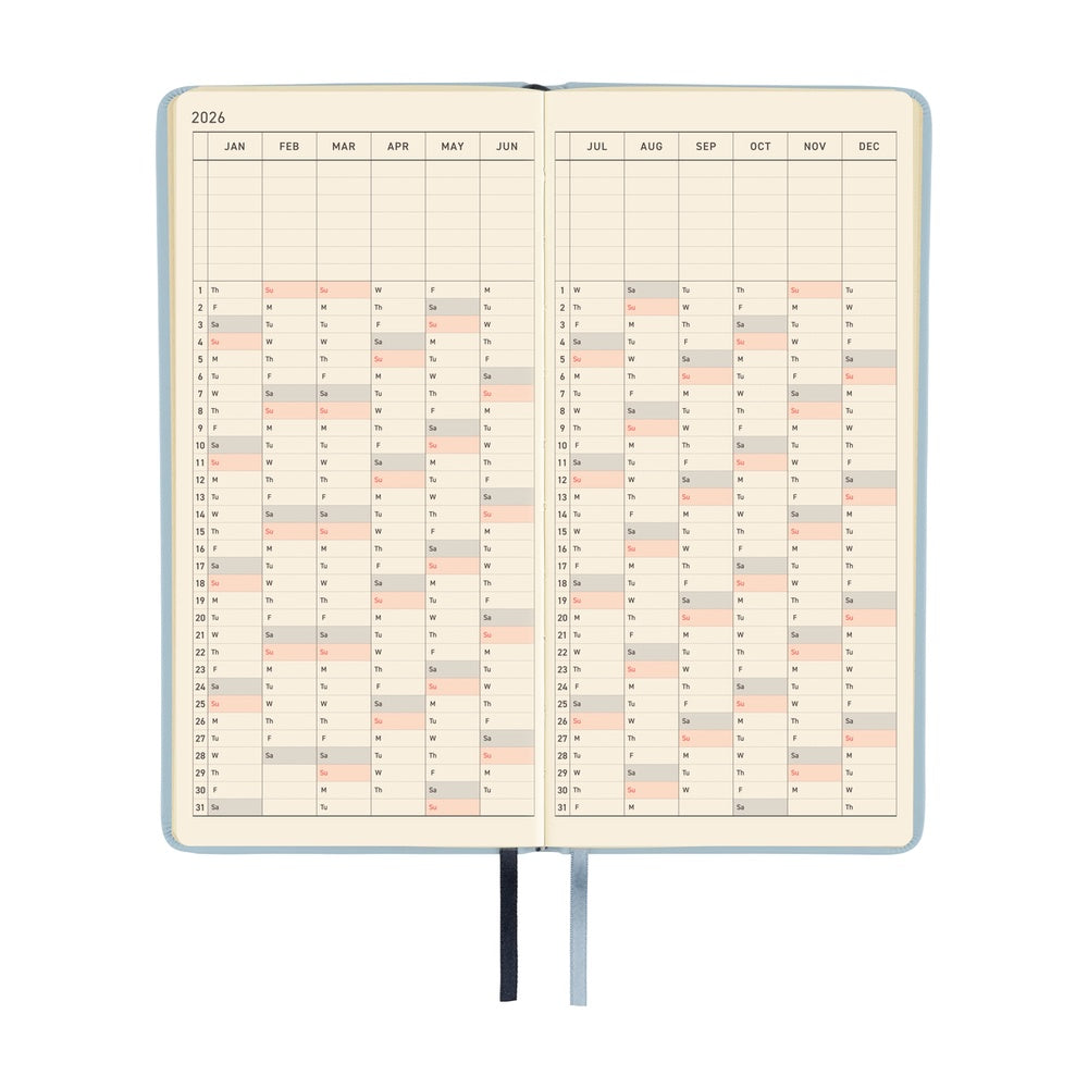 Hobonichi Techo 2026 Weeks - Leather: Snow Blue (English)