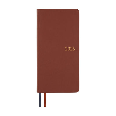 Hobonichi Techo 2026 Weeks - Leather: Wine Brown (English)