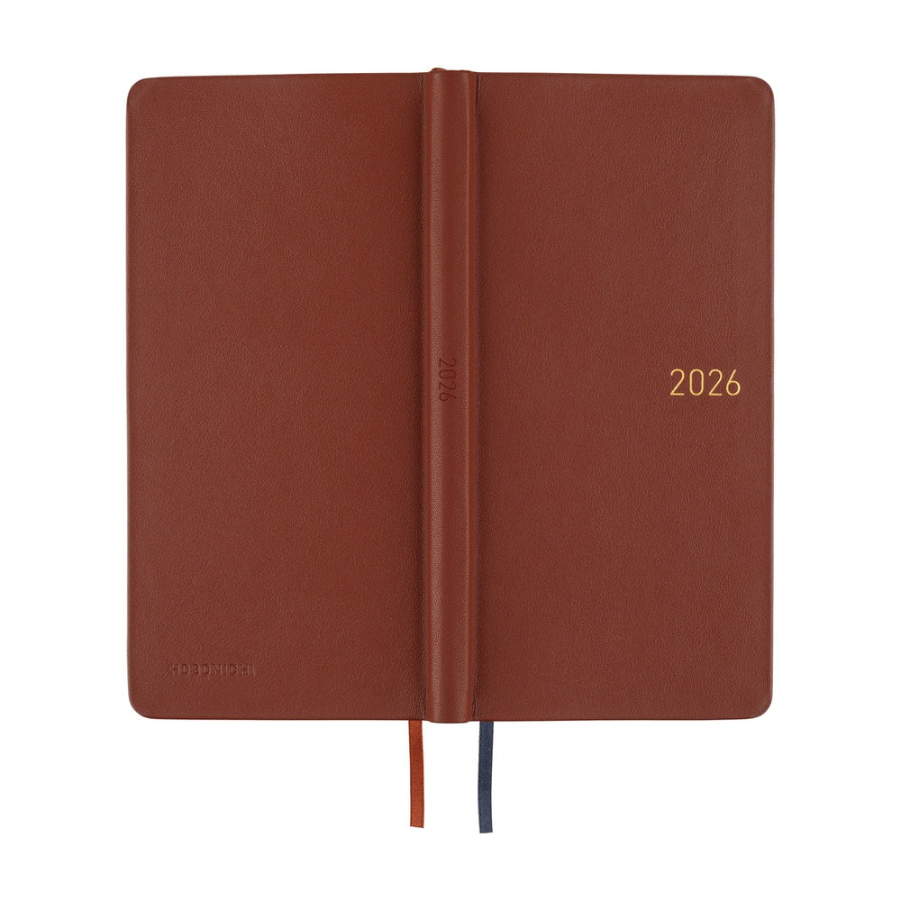 Hobonichi Techo 2026 Weeks - Leather: Wine Brown (English)