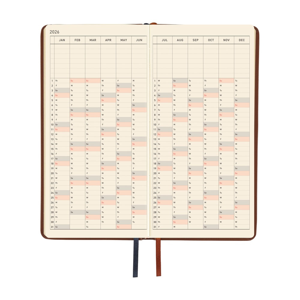 Hobonichi Techo 2026 Weeks - Leather: Wine Brown (English)
