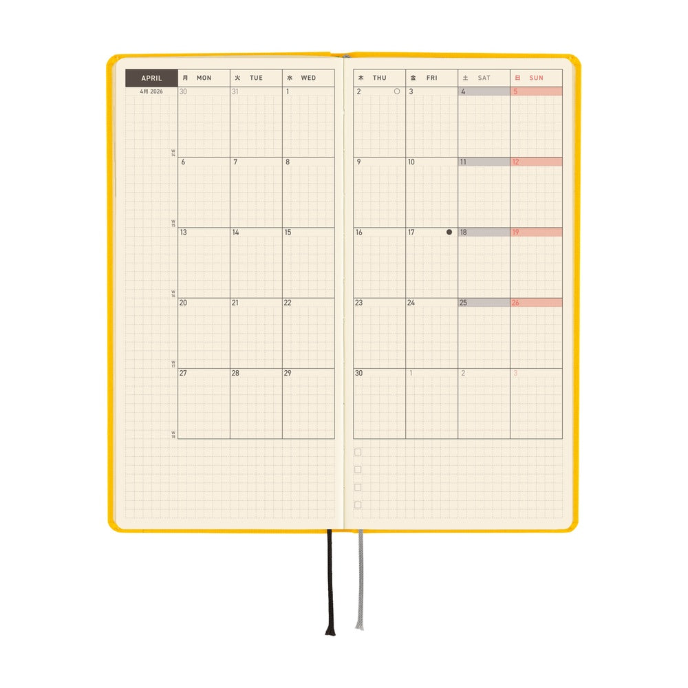 Hobonichi Techo 2026 Weeks - Colors: Full Moon Yellow (English)
