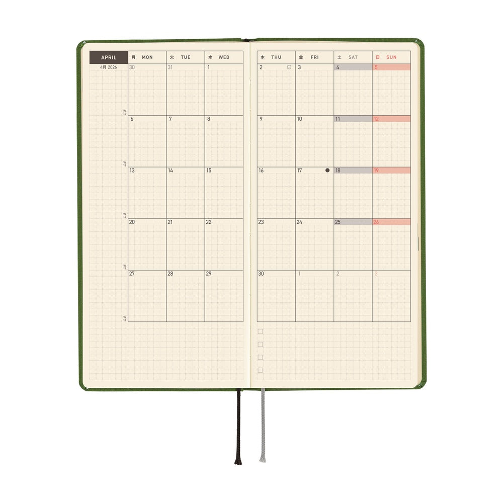 Hobonichi Techo 2026 Weeks - Colors: Antique Green (English)