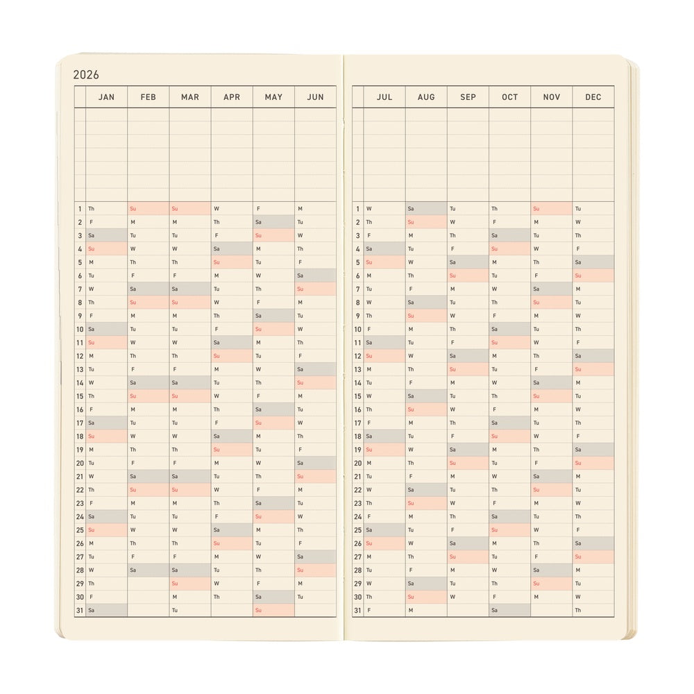 Hobonichi Techo 2026 Weeks MEGA - Sneaker: Tomato Red (English)