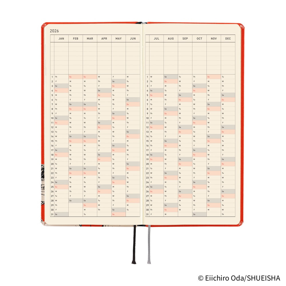 Hobonichi Techo 2026 Weeks - ONE PIECE Magazine: Straw Hat Luffy, Red (English)