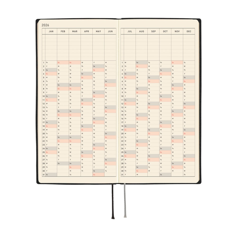 Hobonichi Techo 2026 Weeks - White Line: Black (English)