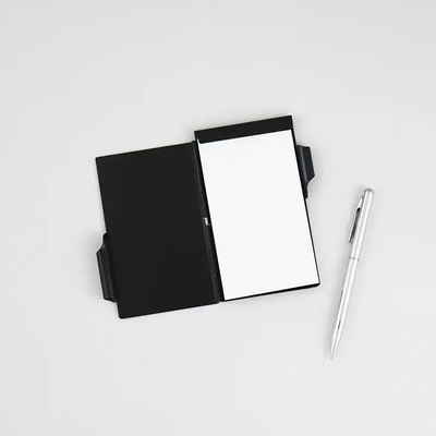 Wellspring Black Flip Note Notepad with Pen, Image 1