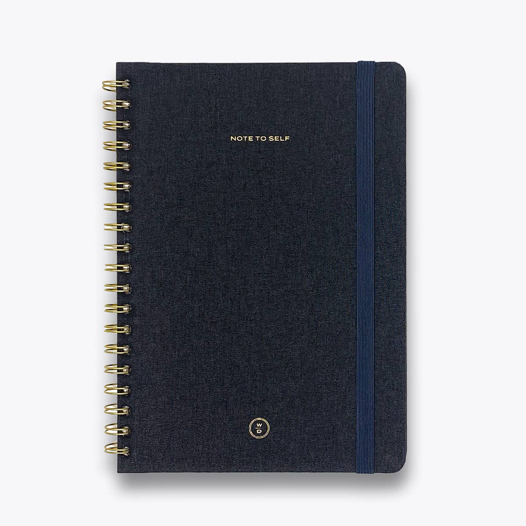 Wit & Delight Black Linen Spiral Note to Self Journal