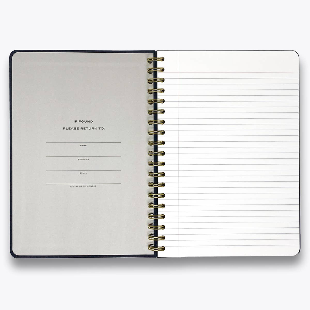 Wit & Delight Black Linen Spiral Note to Self Journal