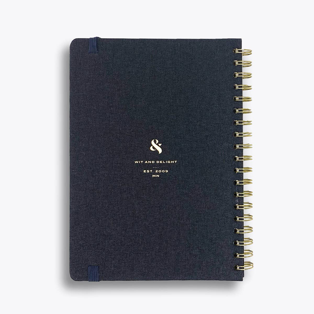 Carnet spirale en lin noir Wit &amp; Delight