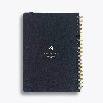 Wit & Delight Black Linen Spiral Note to Self Journal