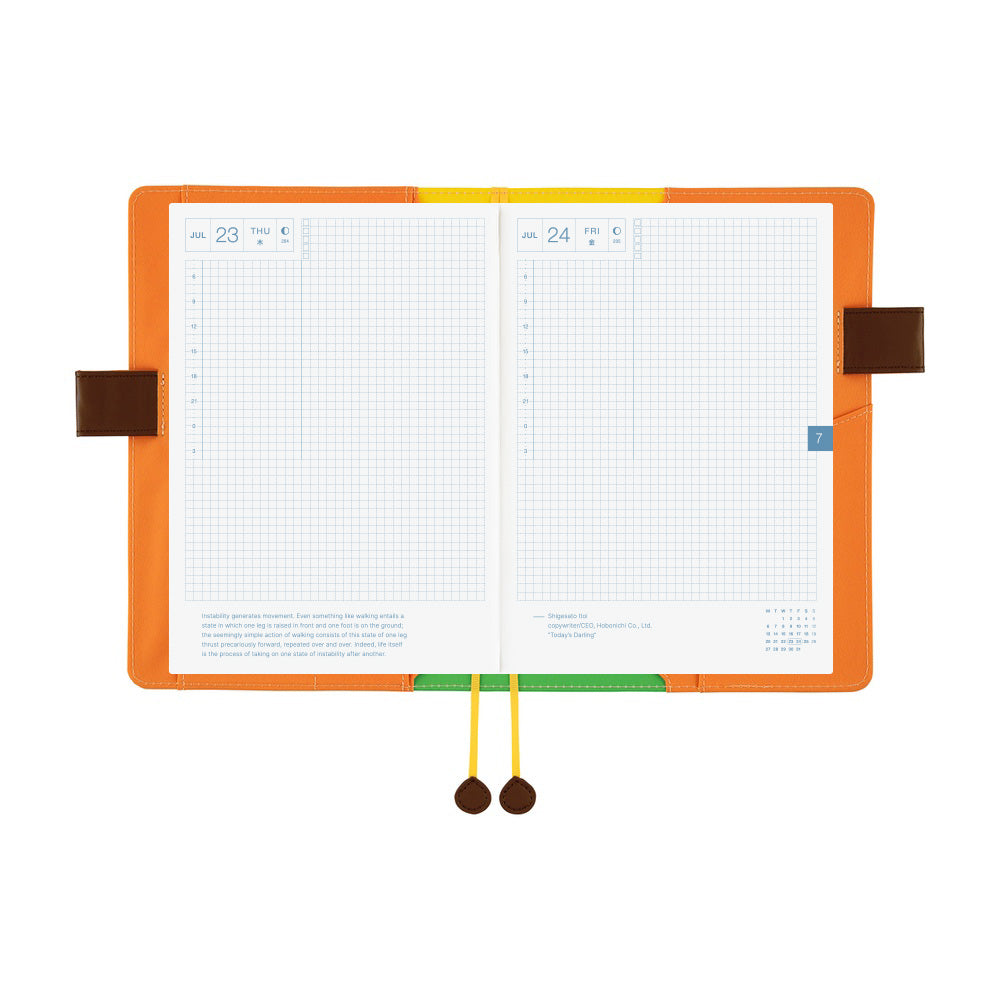 Hobonichi Techo 2026 Cousin Book & Cover, A5 - 100%ORANGE: Where’s the Squirrel Going (Jan/Mon Start)