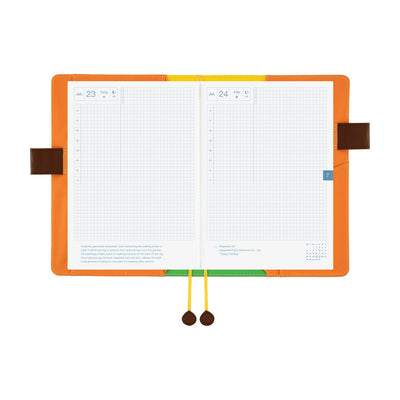 Hobonichi Techo 2026 Cousin Book & Cover, A5 - 100%ORANGE: Where’s the Squirrel Going (Jan/Mon Start)
