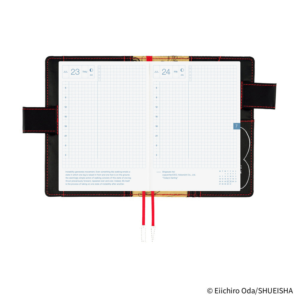 Hobonichi Techo 2026 Original Book & Cover, A6 - ONE PIECE Magazine: Straw Hat Luffy; Black (Jan/Mon Start)