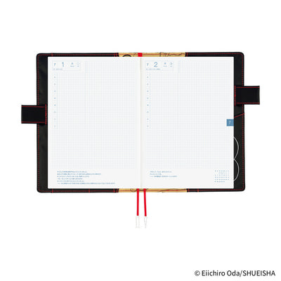 Hobonichi Techo 2026 Original Book & Cover, A5 - ONE PIECE Magazine: Straw Hat Luffy; Black (Jan/Mon Start)