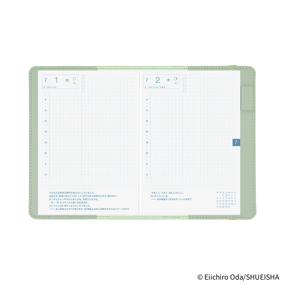 Hobonichi Techo 2026 Original Book & Cover, A6 - ONE PIECE Magazine: End of Luffy’s Dream; Mint Green(Jan/Mon Start)