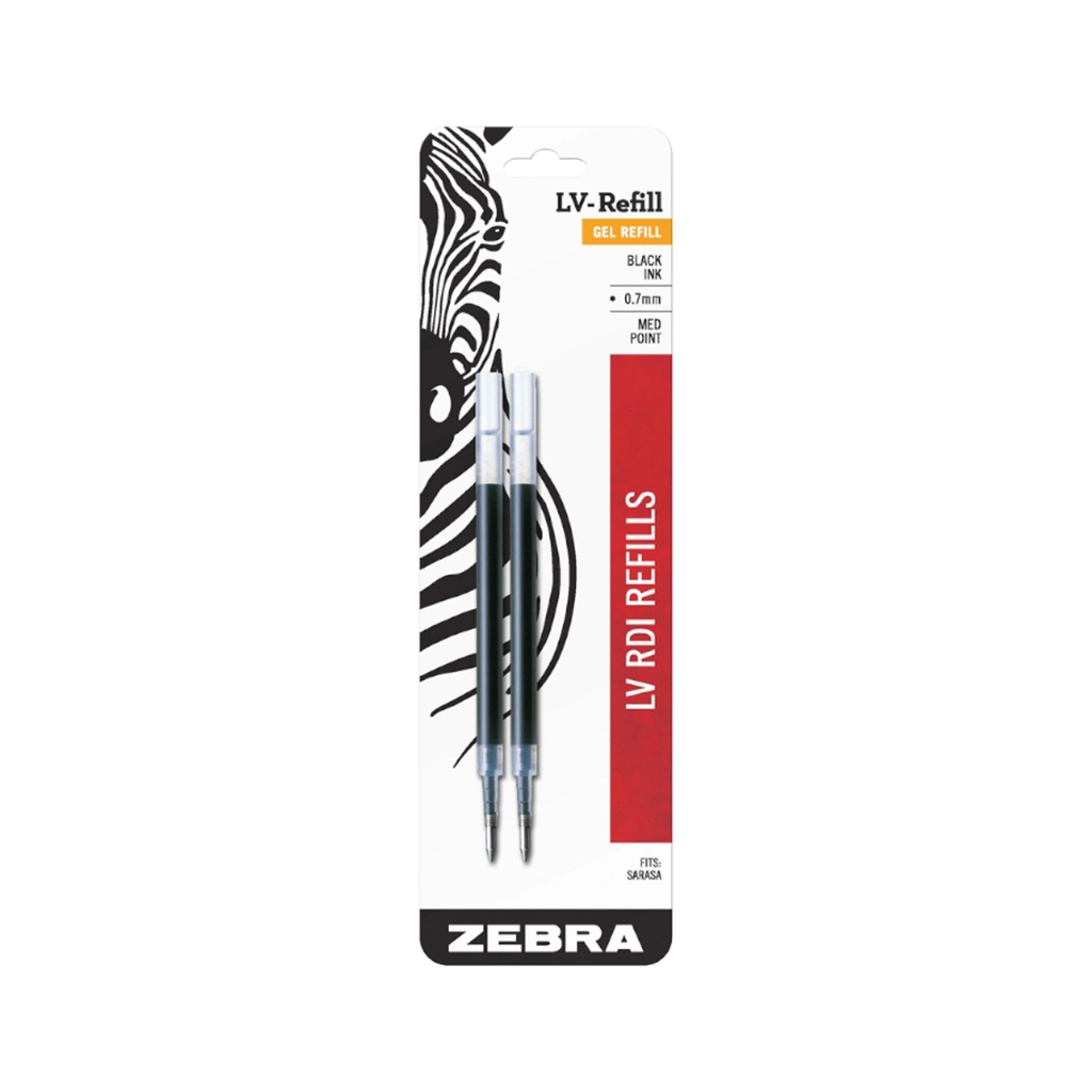 Zebra LV Gel Ink Pen Refills, Black, 0.7mm