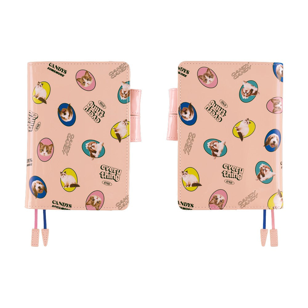 Hobonichi Techo 2026 Original Book & Cover, A6 - Candy Stripper: Random Dog & Cat (Jan/Mon Start)