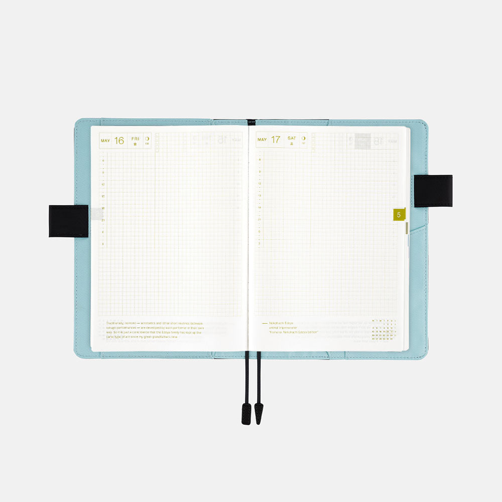 Hobonichi Techo Cousin Cover, A5 - Colors: Black x Clear Blue