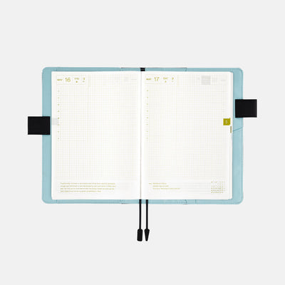 Couverture Hobonichi Techo Cousin, A5 - Couleurs : Noir x Bleu clair