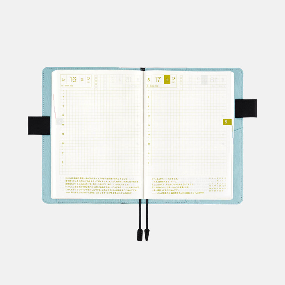 Couverture de livre Hobonichi Life, A6, couverture bleu clair/rose | EN MAGASIN UNIQUEMENT