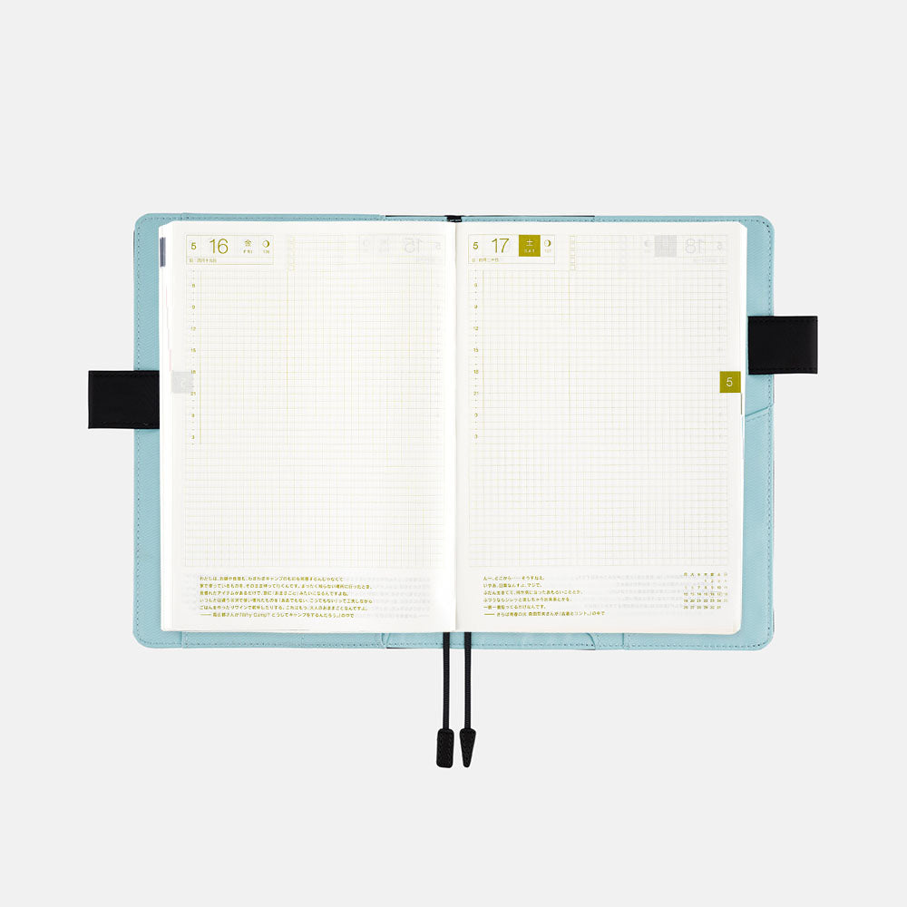 Funda para cuaderno Hobonichi Techo Cousin, tamaño A5 - Colores: negro x azul transparente