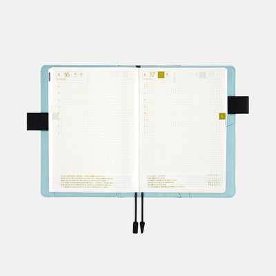 Couverture Hobonichi Techo Cousin, A5 - Couleurs : Noir x Bleu clair