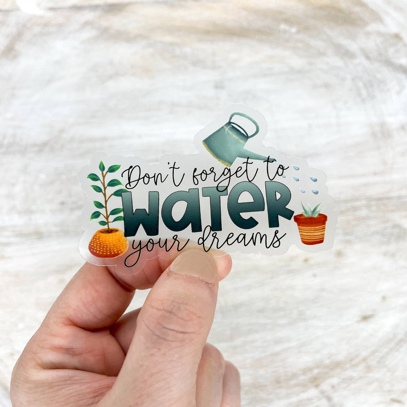 Don't Forget To Water Your Dreams Plant Sticker, 3"
