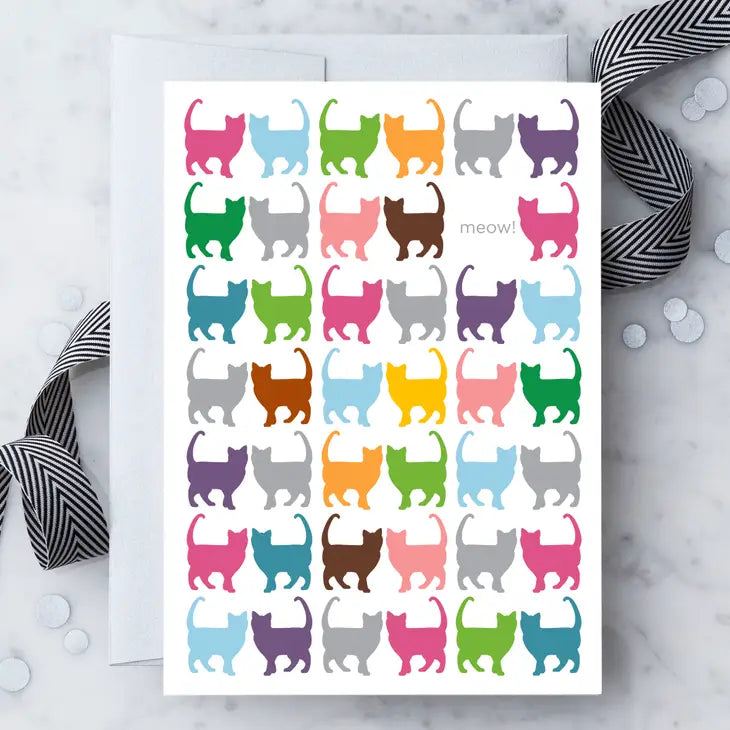 Meow Graphic Cat Greeting Card