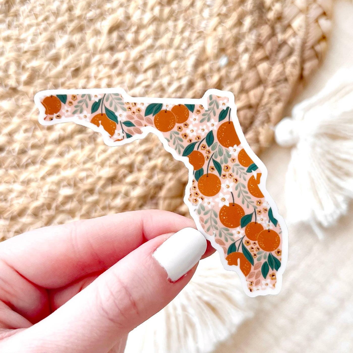 Florida Oranges State Sticker 3x3in.