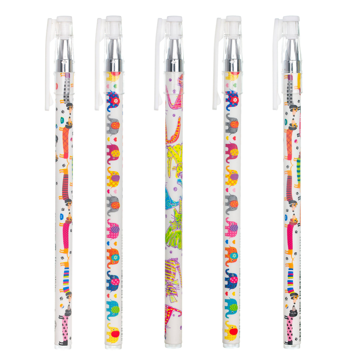 HappyWrite 5 Pack Ballpoint Pens, 0.5mm, Colorful Animals