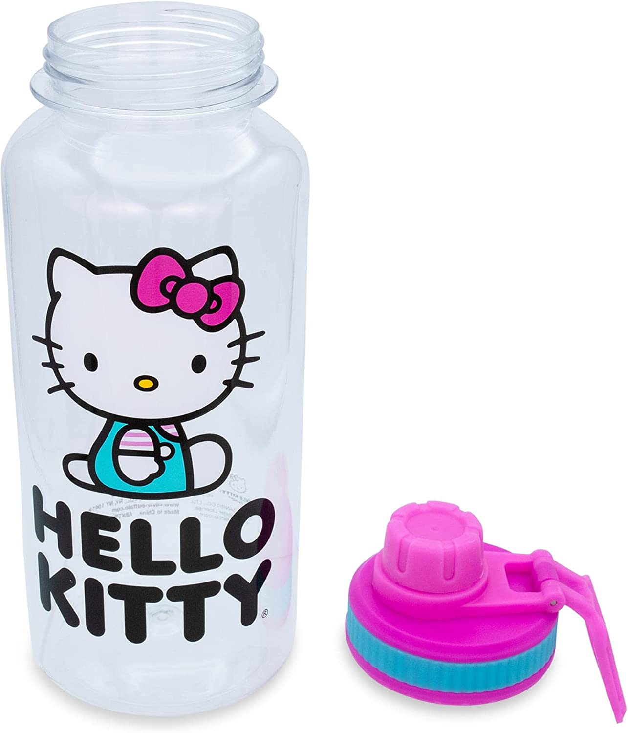 Hello Kitty 32oz Twist Spout Plastic Bottle w Sticker Set