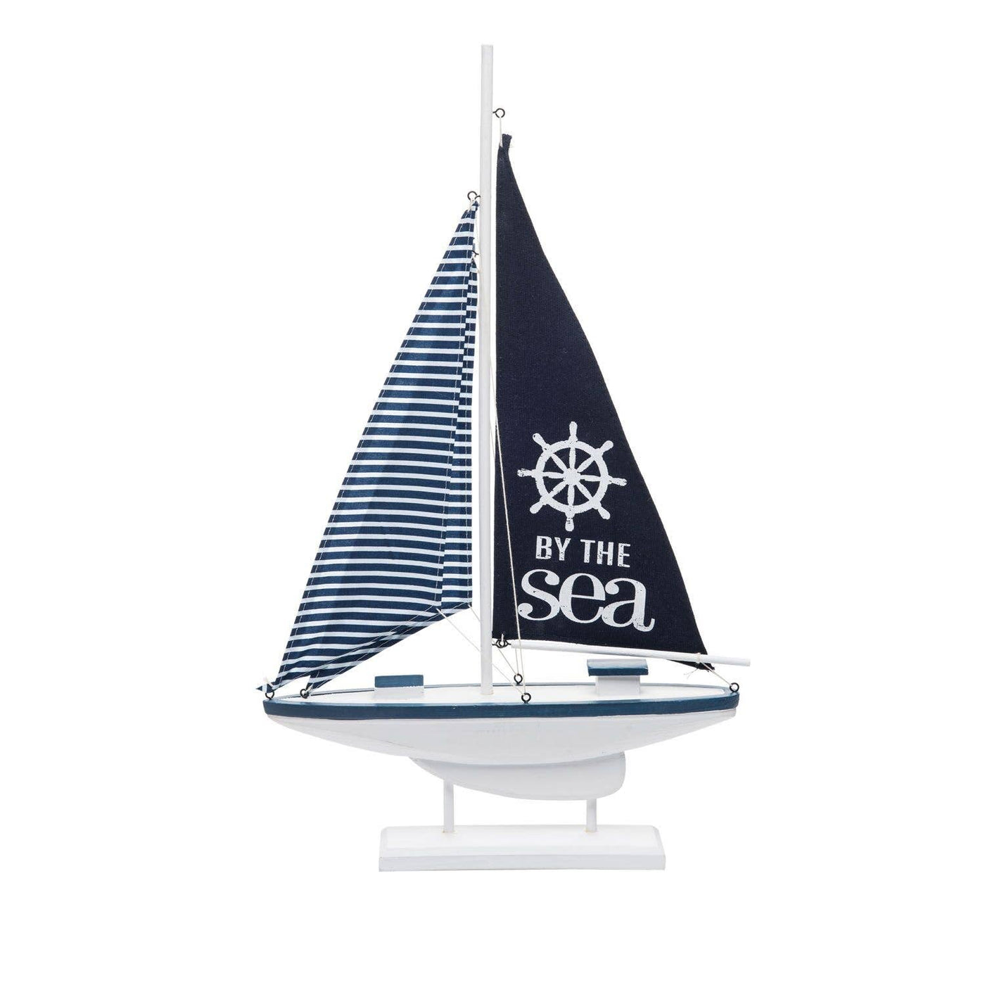 By the Sea Navy and White Sailboat Accent