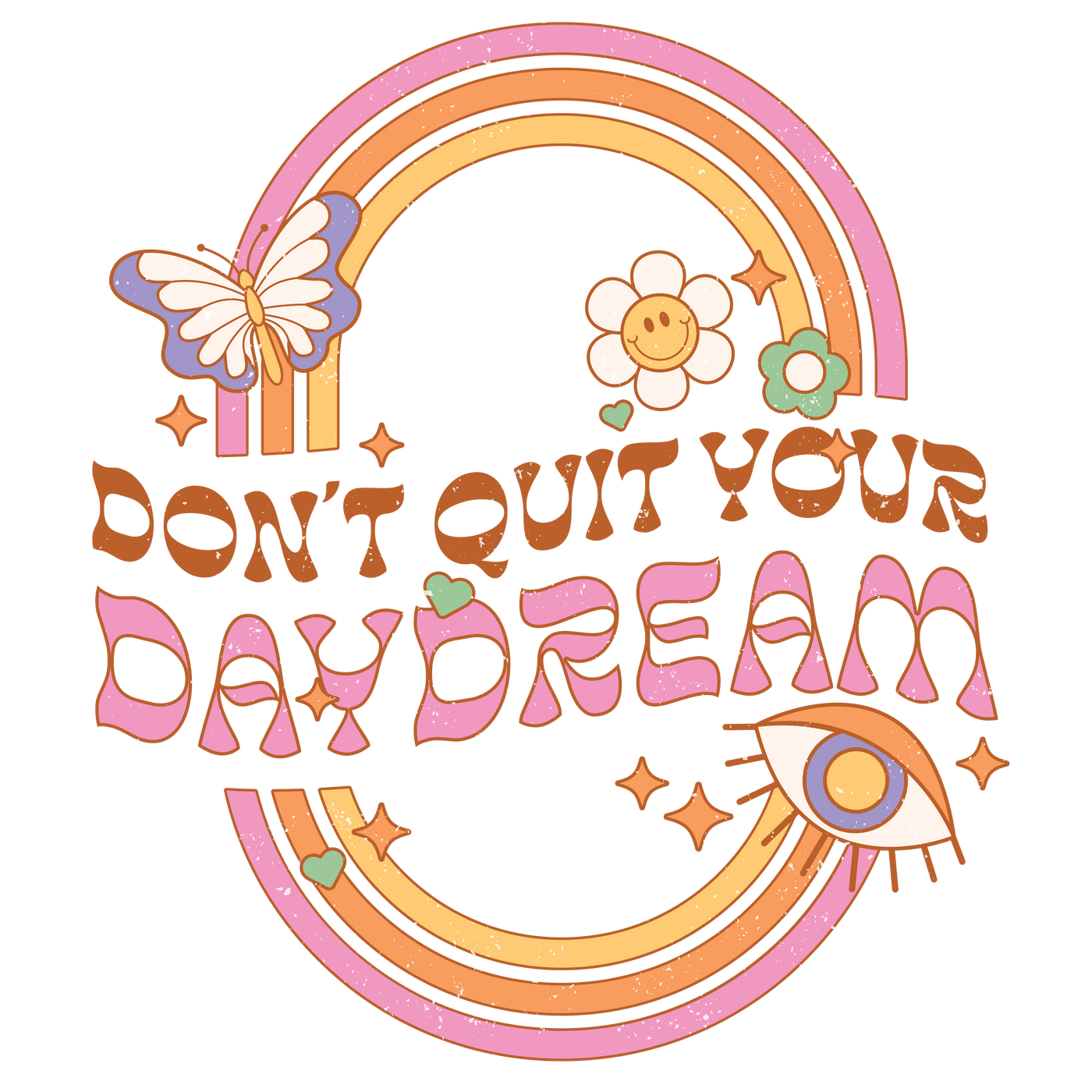 Retro Don't Quit Your Daydream Vinyl, Sticker, 3x3 in