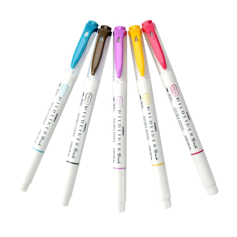 Zebra Mildliner Brush Pen & Marker Set, 5 pk