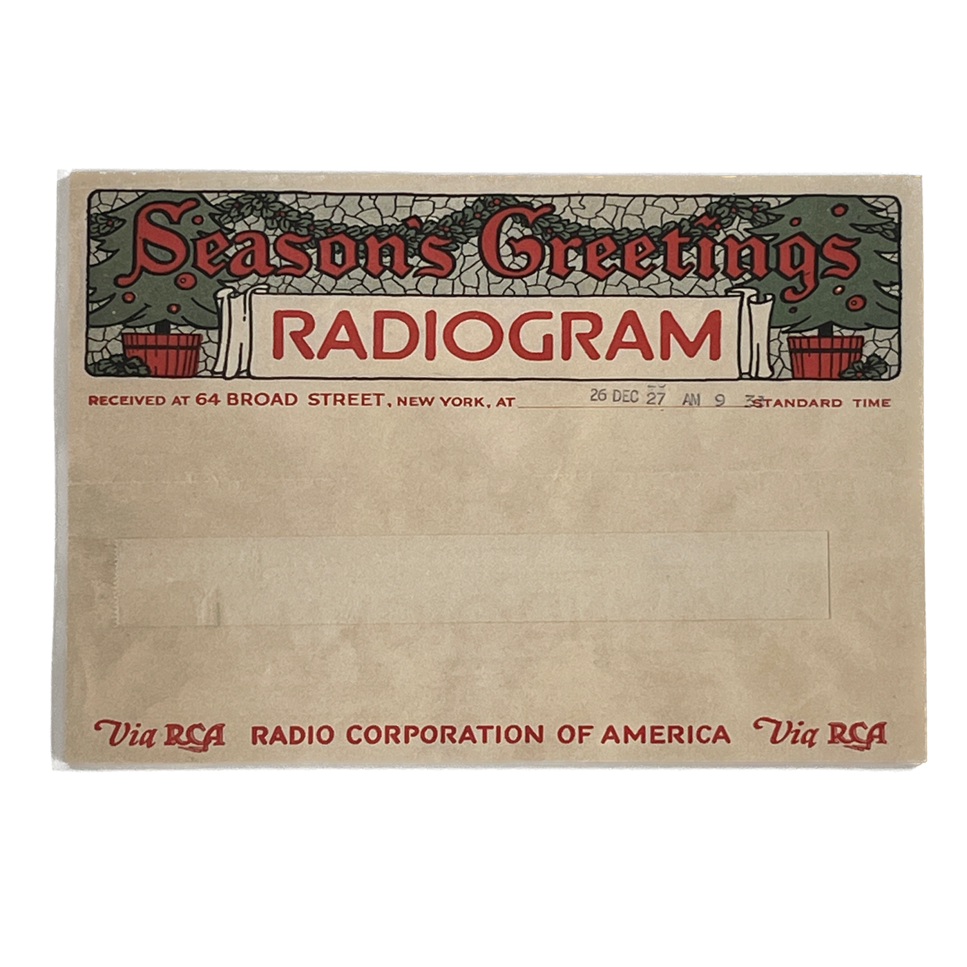 Holiday Notepad, Radiogram