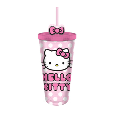 Hello Kitty 24oz. Plastic Cold Cup w Lid and Topper
