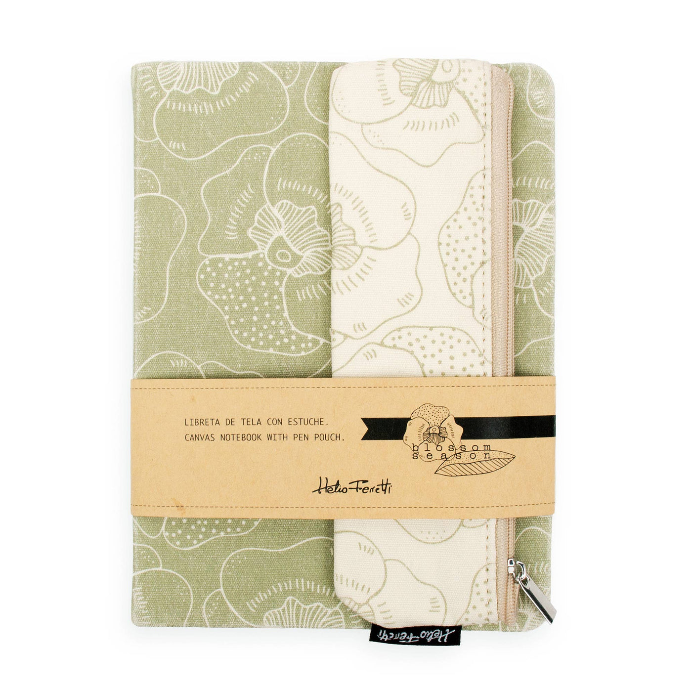 Canvas Notebook with Pencil Pouch, Flowers