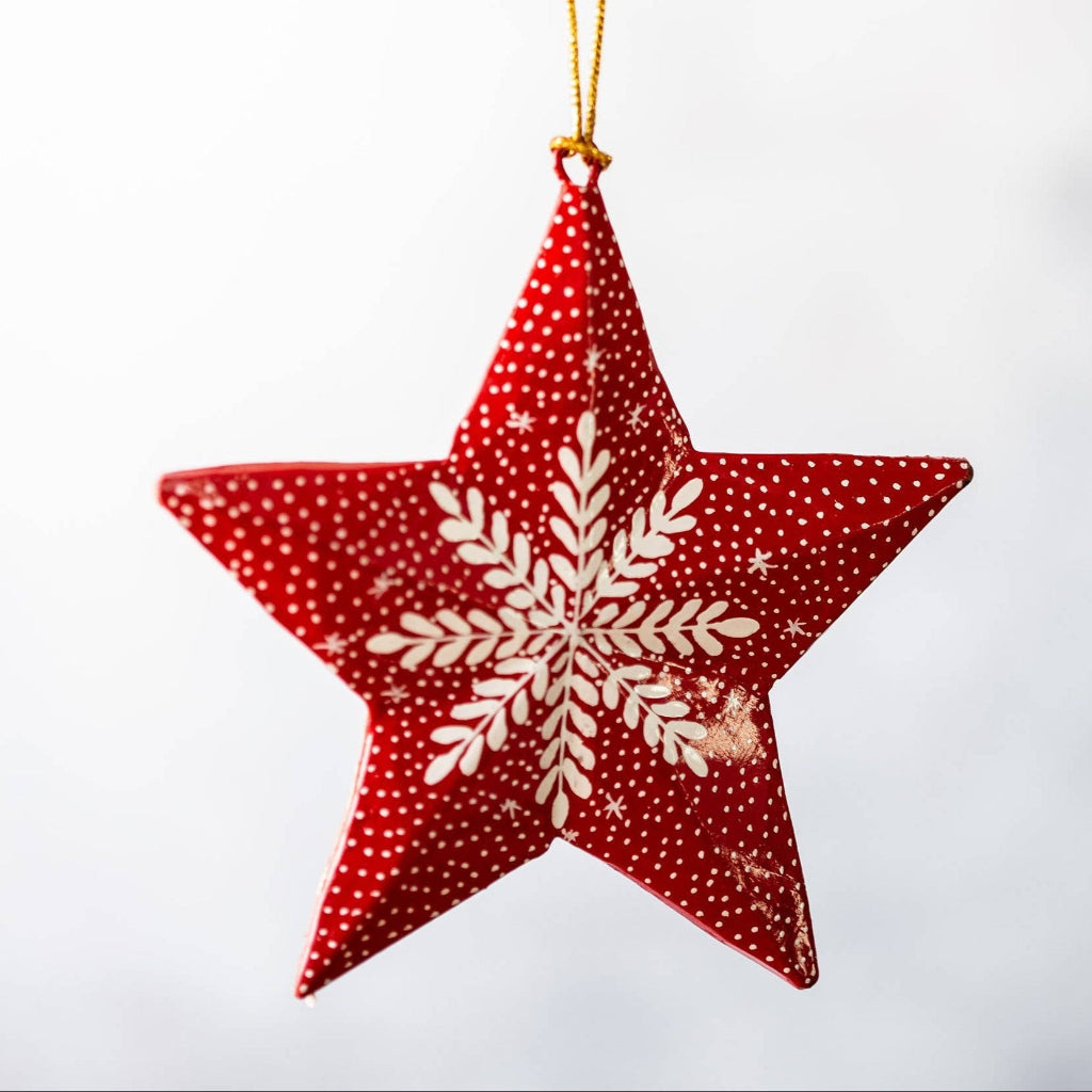 Red Snowflake 3D Hanging Star Ornament