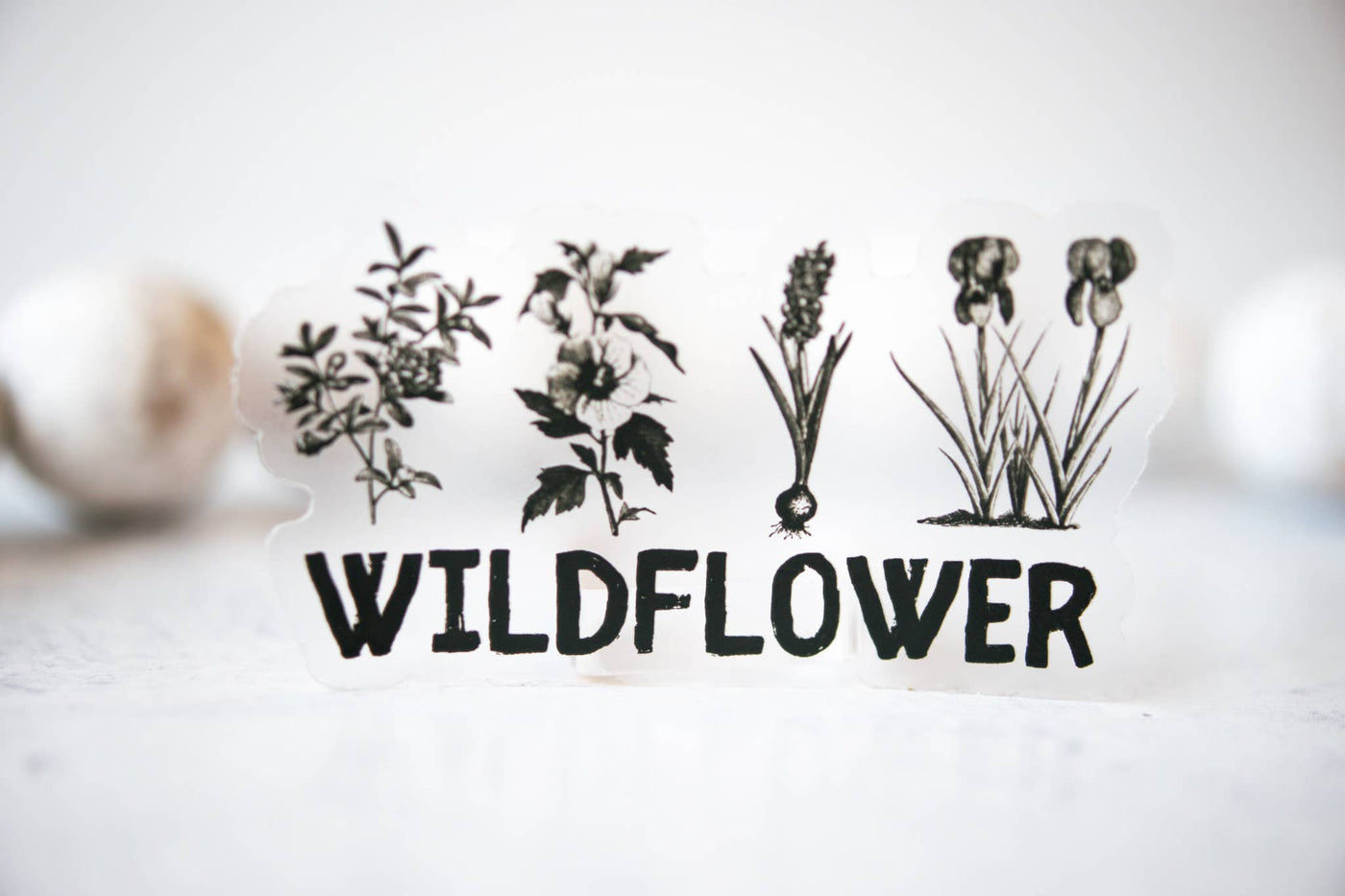 Wildflower Clear Vinyl Sticker, 3"