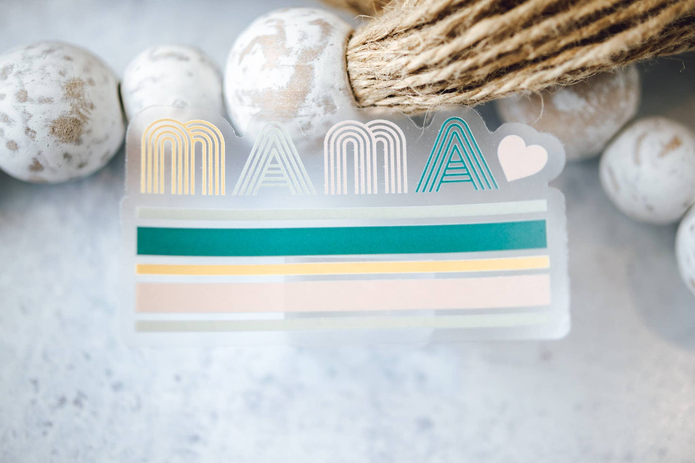 Mama Retro Clear Vinyl Sticker, 3"