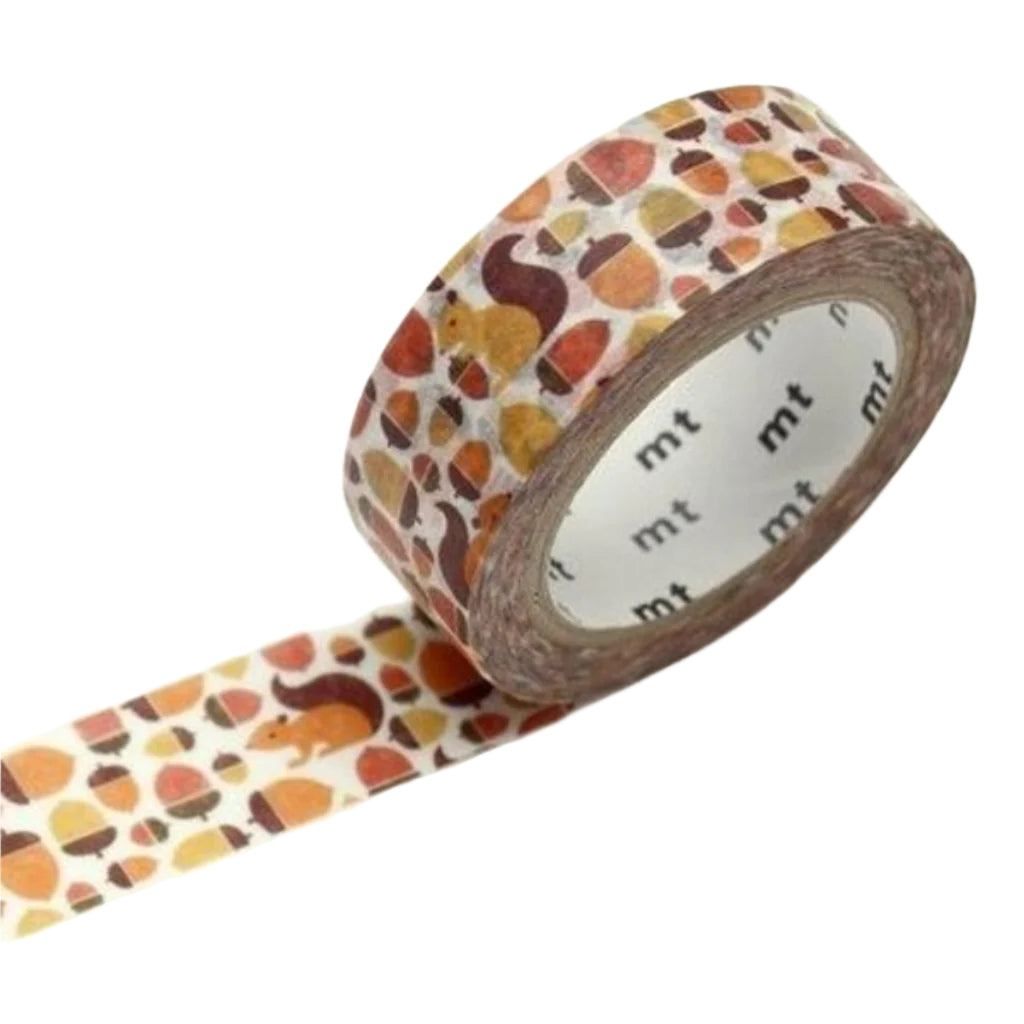 mt Ex Series Washi Tape, 15mm - Squirrel and Acorn