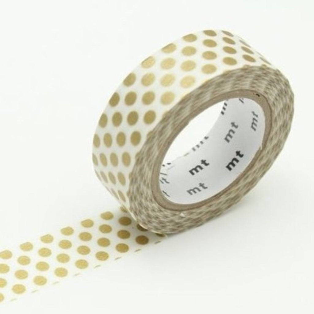 mt Patterns Washi Tape, 15mm - Dot Gold 2