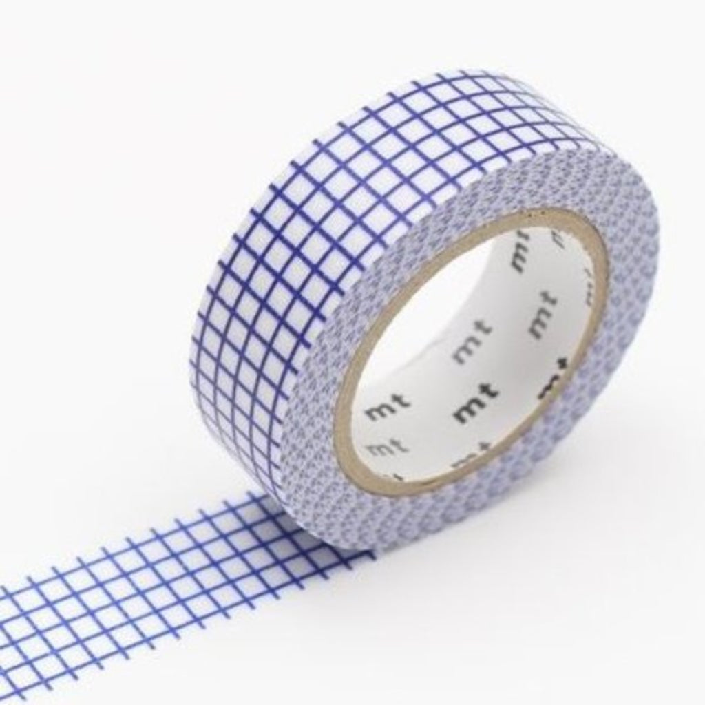 mt Patterns Washi Tape, 15mm - Graph Hougan Blueberry