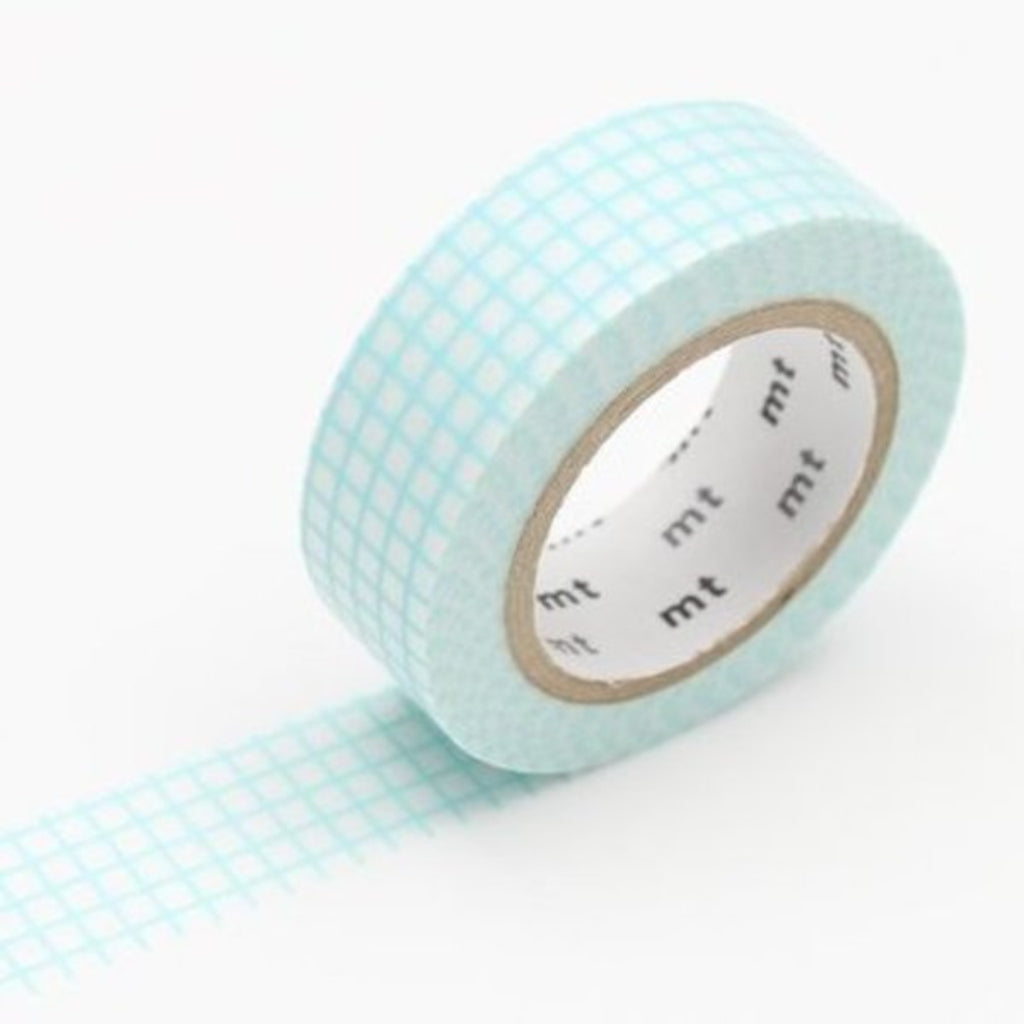 mt Patterns Washi Tape, 15mm - Graph Hougan Mint Blue