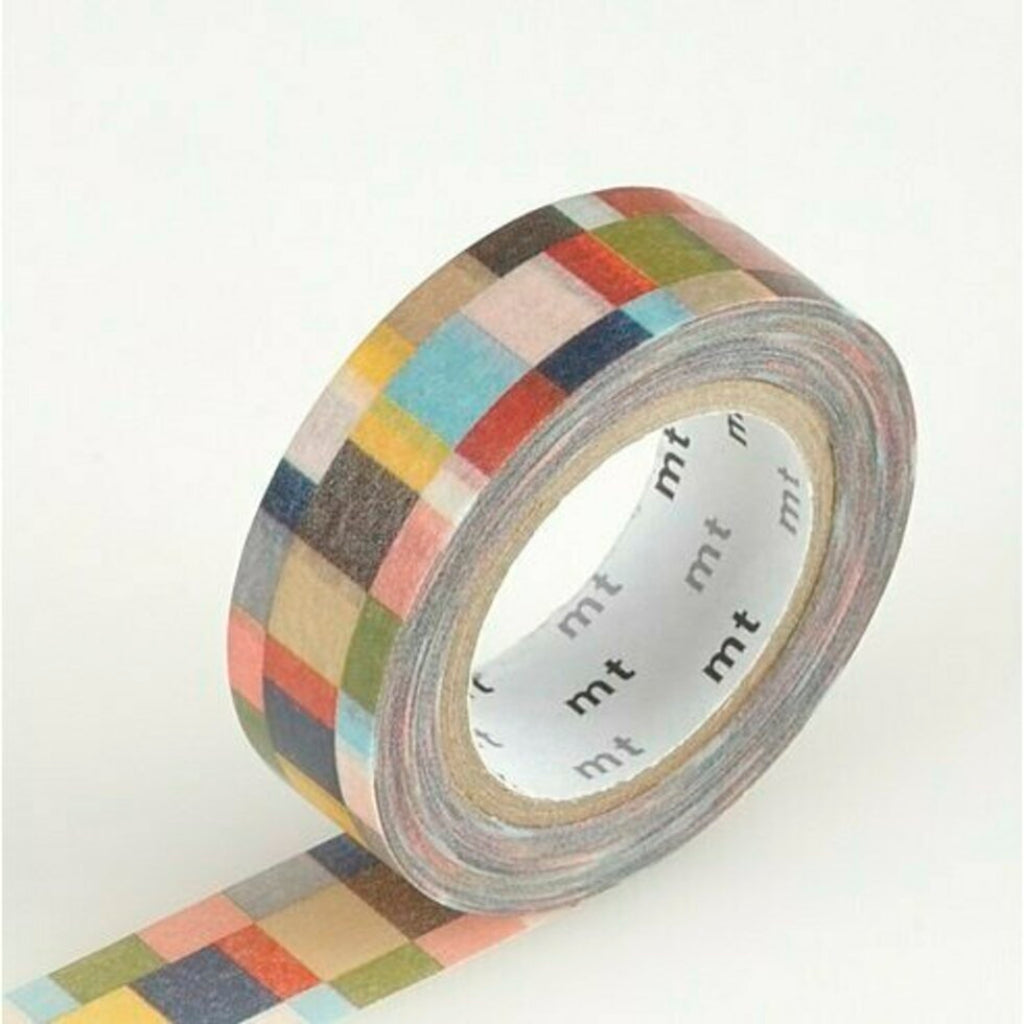 mt Patterns Washi Tape, 15mm - Mosaic Greyish