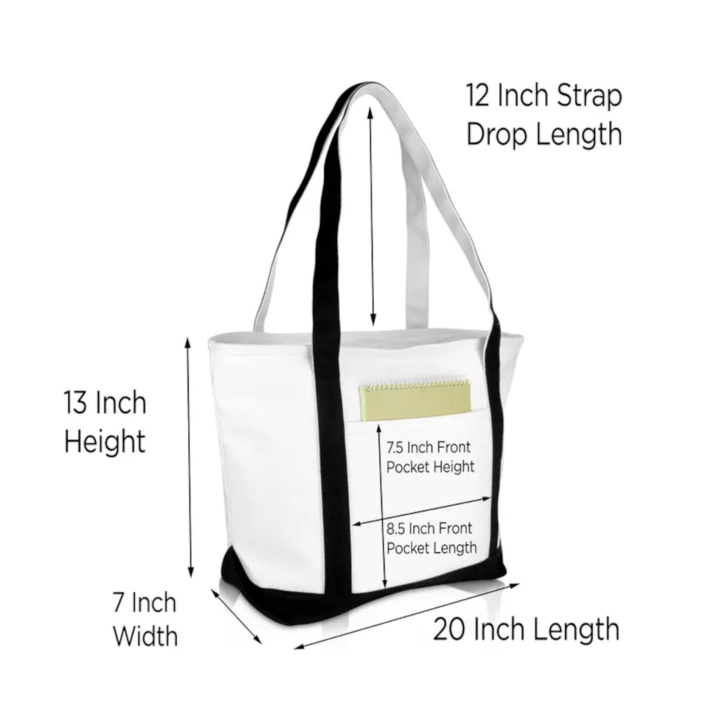 Everyday Shoulder Tote Bag, Black Handle