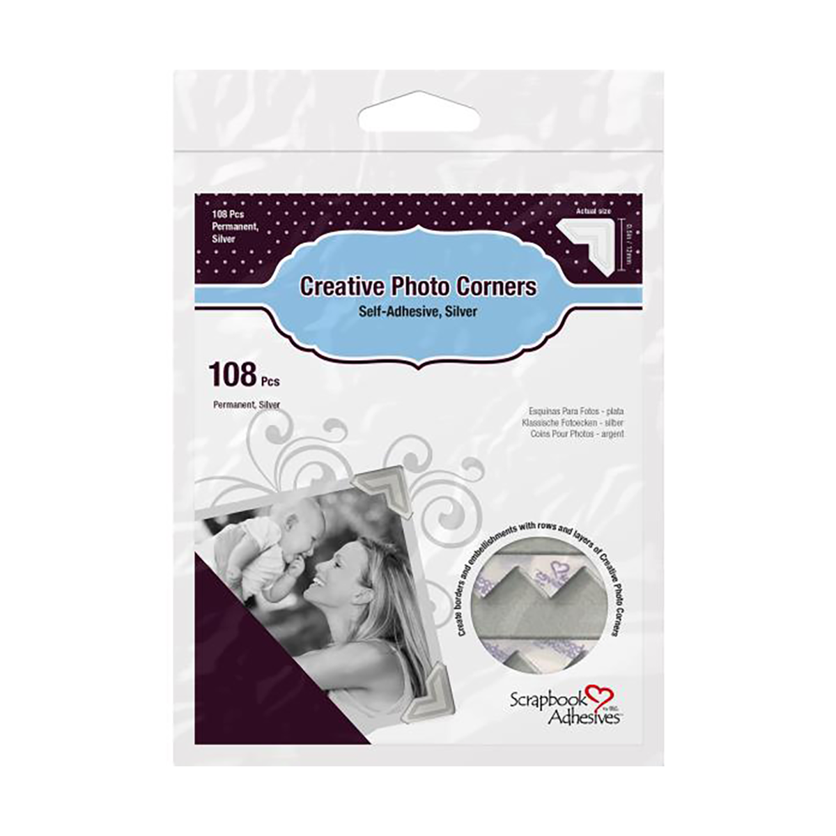 Self-Adhesive Photo Corners, 1/2", 108pc.