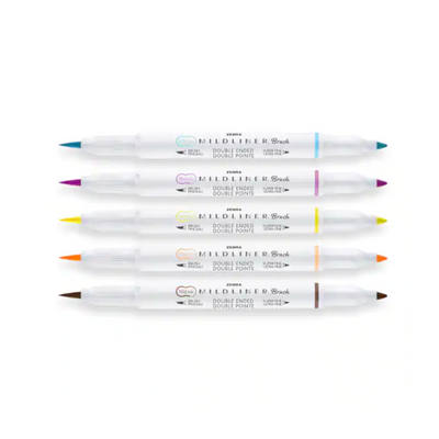 Zebra Mildliner Brush Pen & Marker Set, 5 pk